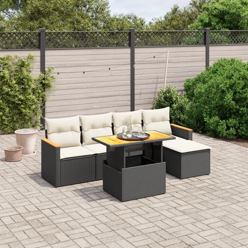 vidaXL Garden Sofa Set Black PE rattan Large Modular Garden Sofa Set - 21.7 x 39.4 x 28.7