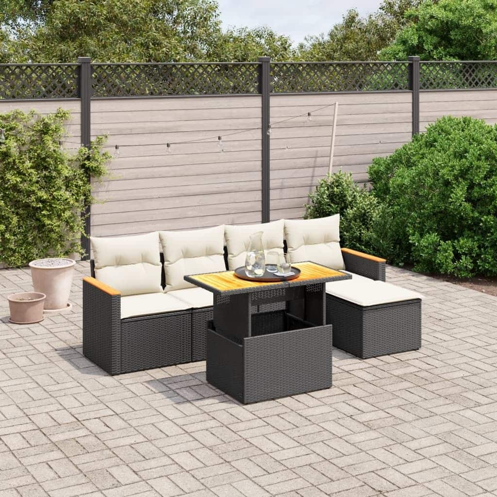 vidaXL Garden Sofa Set Black PE rattan Large Modular Garden Sofa Set - 21.7 x 39.4 x 28.7