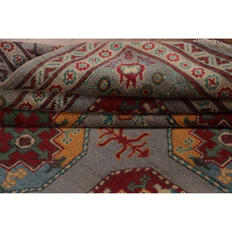 All-Over Geometric Kazak Oriental Area Rug Wool Carpet - 8'5" x 11'9"