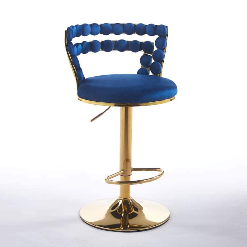Set of 2 Modern Bar Chair with Golden Color Iron Tube Legs, Soft Cushions and Comfortable Backrest