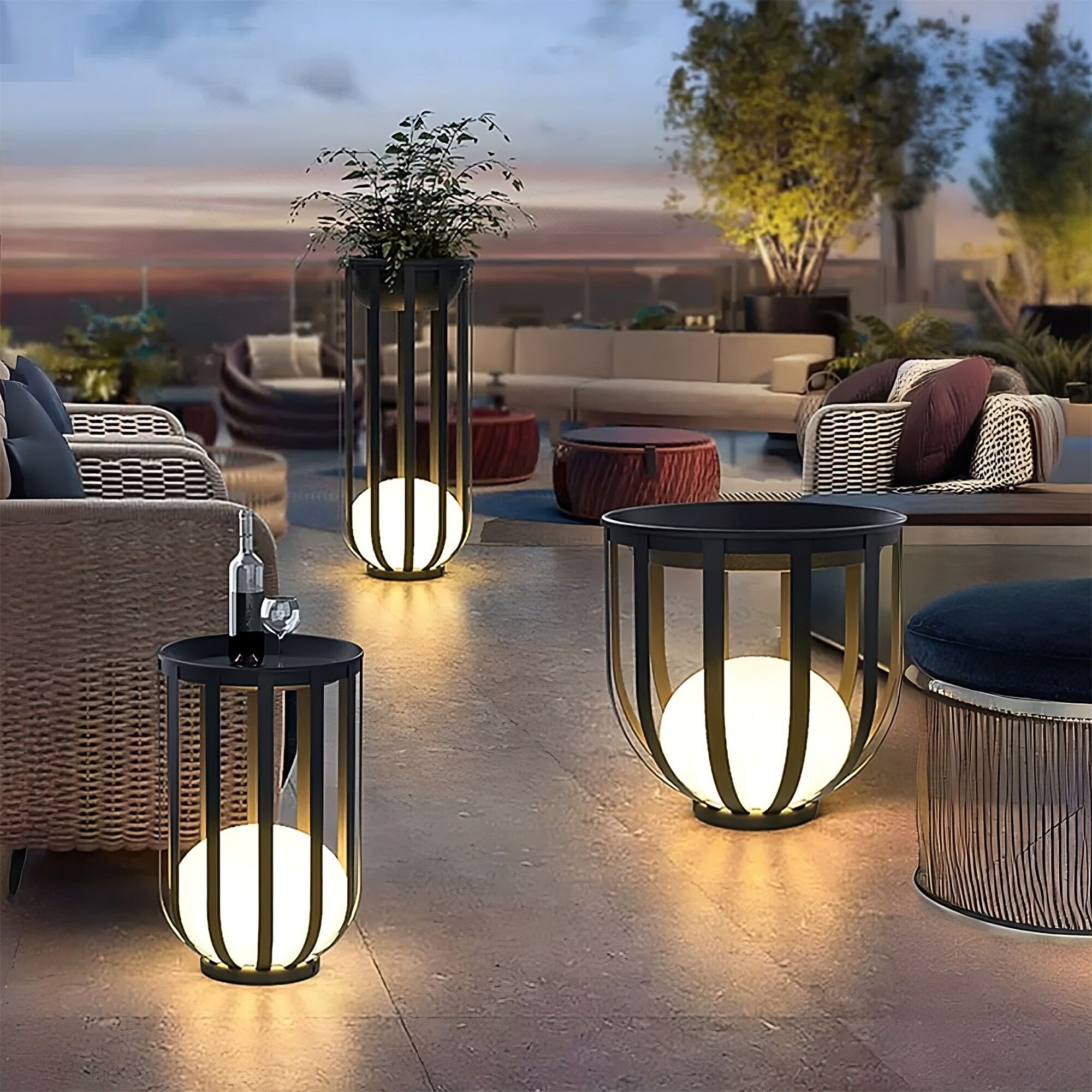 Waterproof Outdoor Floor Lamp, Outdoor Solar Power LED Plant Stand