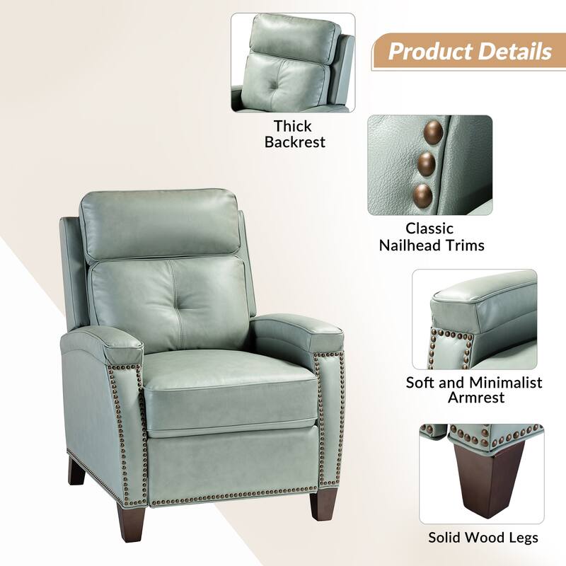 Gaspar Mid-Century Modern Pushback Recliner with Nailhead Trim by HULALA HOME