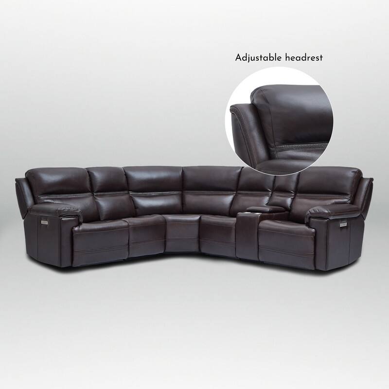 121" W Genuine Leather Dual-Power Sectional Sofa with Two Consoles, Zero Gravity, UsB & Type-c Ports and1 Power armless chair