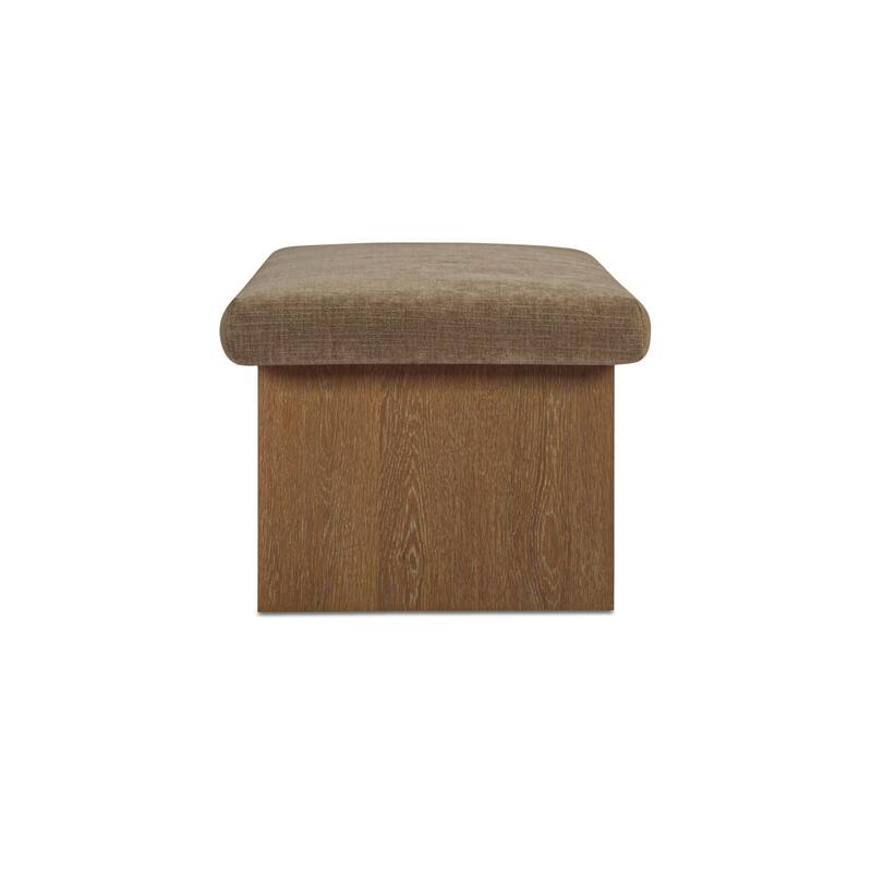 Title: NADAAL STUDIOS Nadaal Orielle Storage Bench, Linen‑Blend Chenille Seat with Oak Veneer Base Oat