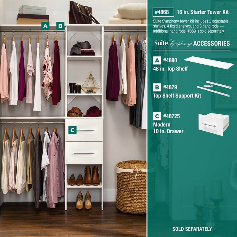 ClosetMaid SuiteSymphony Starter Closet 16-inch Wide Tower Kit