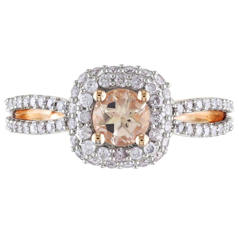 Miadora Signature Collection 14k Rose Gold 1/2ct TDW Diamond Morganite Ring (G-H, I1-I2)