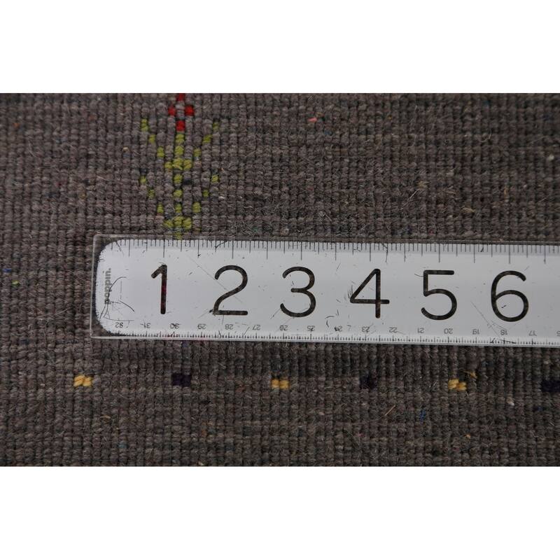 Tribal Charcoal Gabbeh Oriental Rug Handmade Wool Carpet - 4'8"x 6'7"