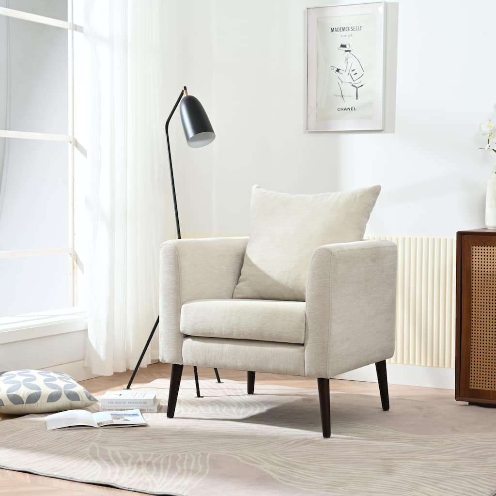 Accent Chair,Fabric Armchair Club Chair,Arm Chair with Solid Wood Legs,Waist Pillow,Padded Single Chair for Living Room