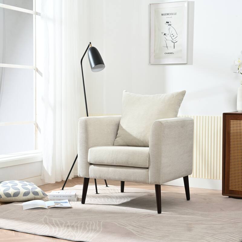 Upholstered Arm Chair With Solid Wood Legs