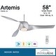 preview thumbnail 22 of 37, Minka Aire Artemis 3 Blade 58 Inch Ceiling Fan With Light Kit
