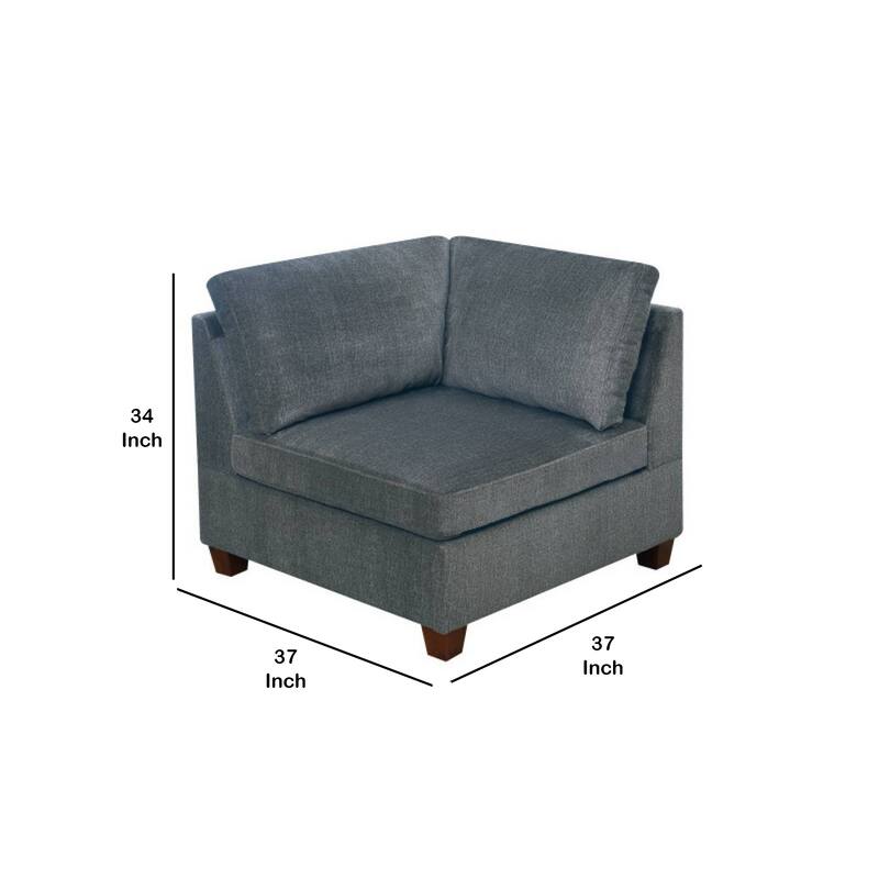37 Inches Fabric Upholstered Wooden Corner Wedge, Gray