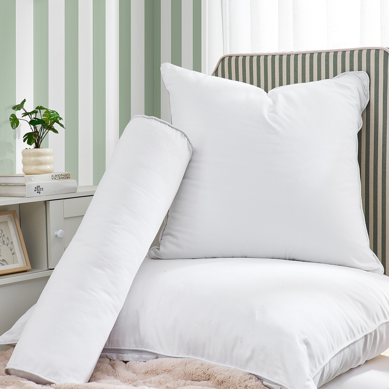 DormCo Rainha® Cotton Dutch Ruffled, Euro & Bolster Pillow Set