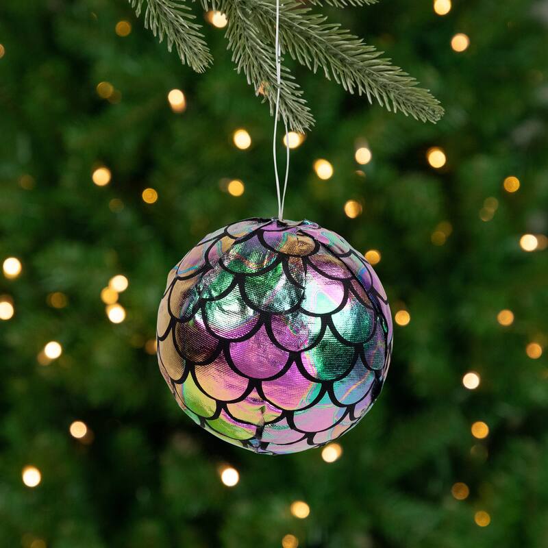 Mermaid Iridescent Christmas Ball Ornaments - 2.75" - Multicolor - Set of 4