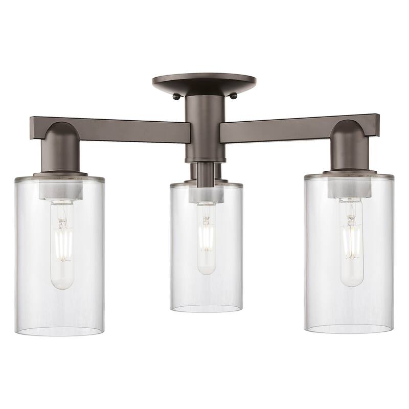 Innovations Lighting Endless Possibilities Arcadia - Clymer - 3 Light 21" Semi-Flush Mount - Clear/Oil Rubbed Bronze