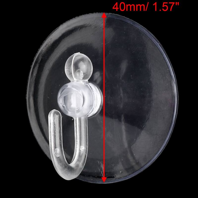 Home Kitchen Bathroom 40mm Dia Suction Cup Hook Wall Hangers Clear 5 Pcs