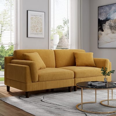 Modern 90" inch Sofa Comfy Corduroy Deep Seats Sofa