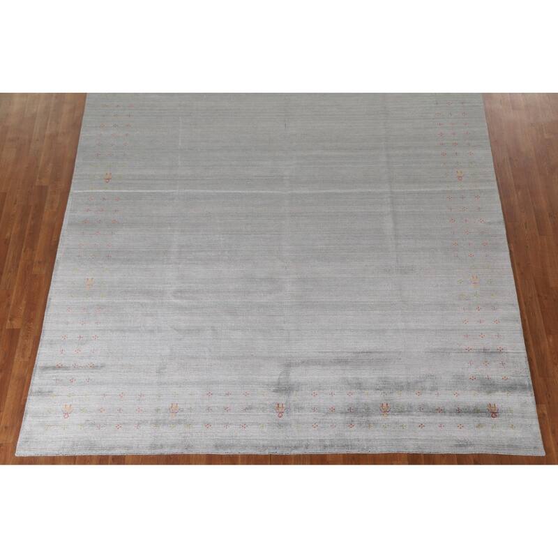 Grey Gabbeh Area Rug Handmade Wool Carpet - 8'11"x 11'9"