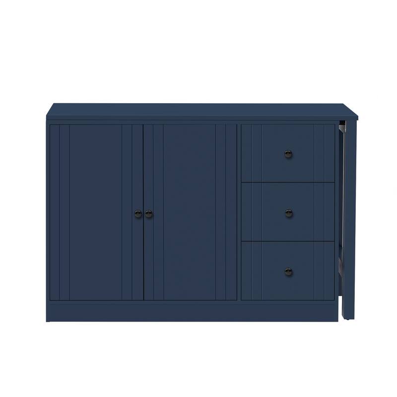 Wooden Sideboard with Extendable Table,Multifunctional Storage Cabinet with 2 Doors and 3 Drawers