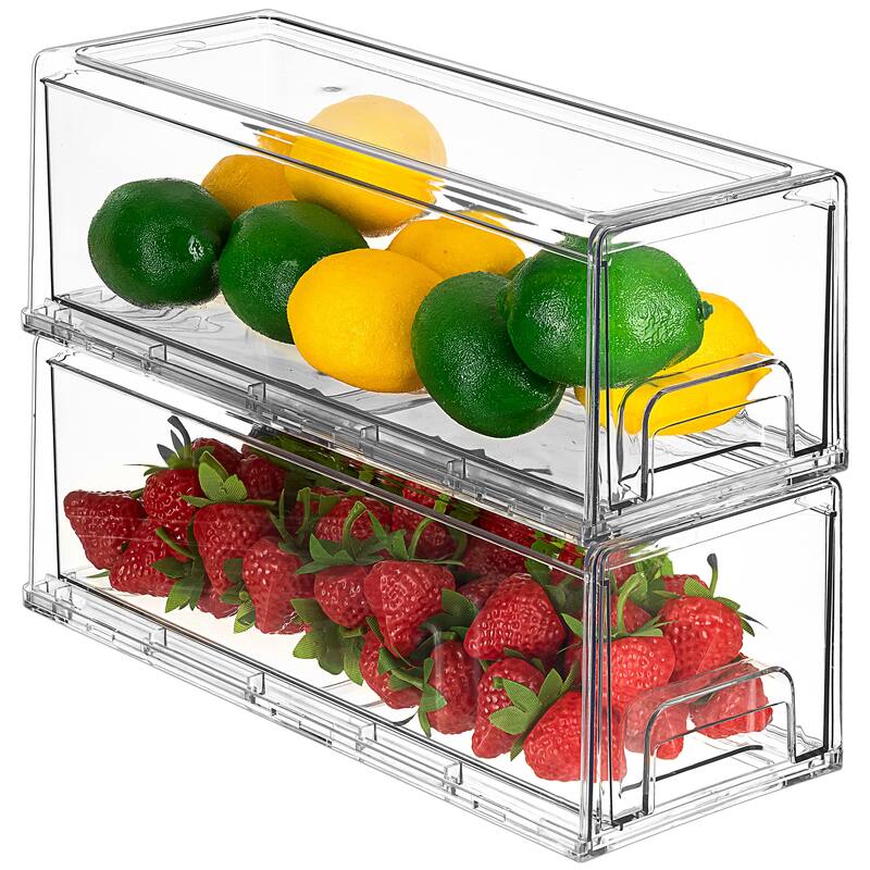 Sorbus Fridge Drawers - Clear Stackable Pull Out Refrigerator Organizer Bins - Food Storage Containers (Small)