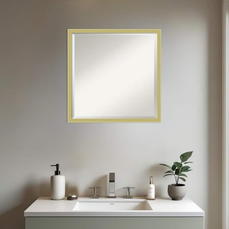 Incline Beveled Wood Framed Bathroom Vanity Wall Mirror