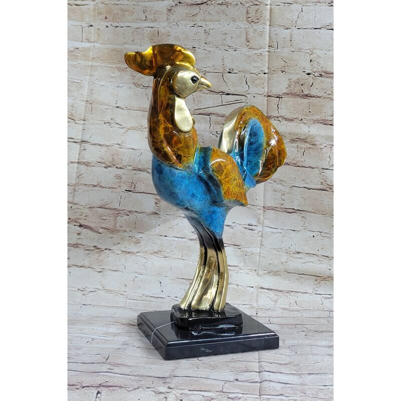 Art Decor Ltd Edition Rooster Special Patina Gilt Bronze Sculpture