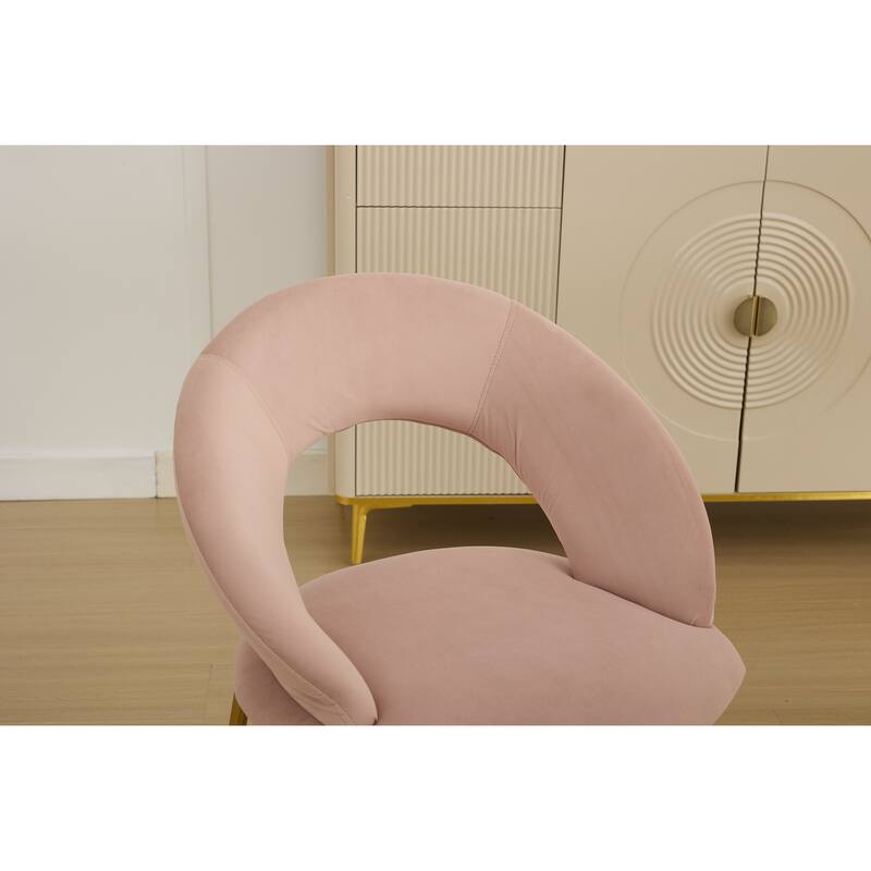 Set of 1 Velvet Fabric Dining Chairs With Curved Backrest and Golden Metal Legs for Kitchen or Dining Room