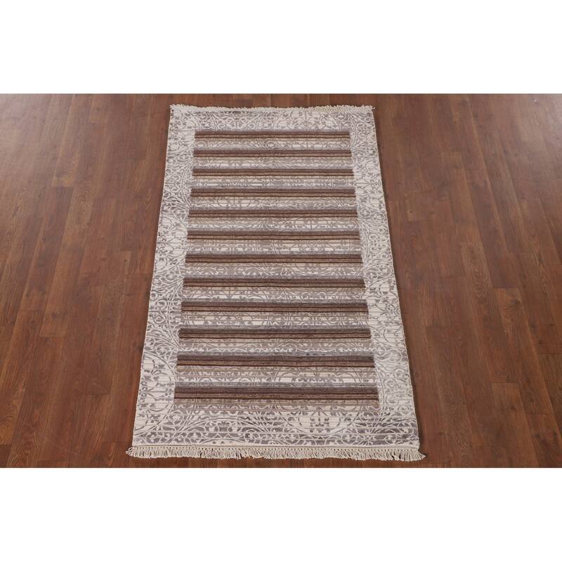 Modern Oriental Accent Rug Handmade Abstract Wool Carpet - 2'9"x 4'8"