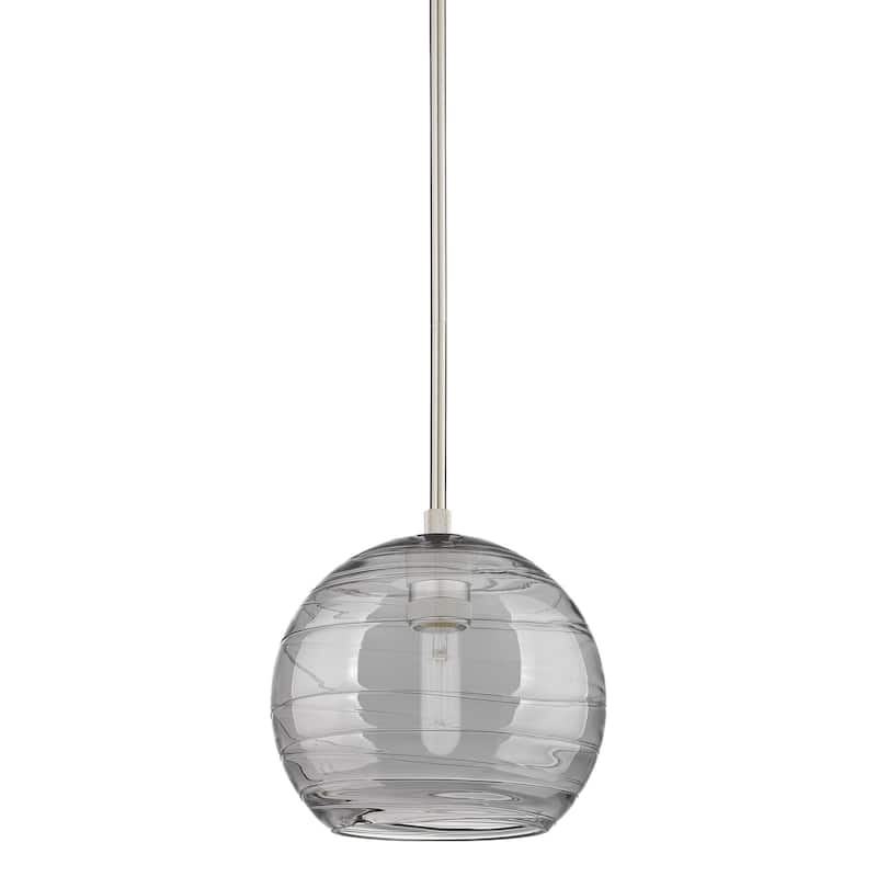 Innovations Lighting 434-1S-8-8 Crown Point Pendant Crown Point 8" - Satin Nickel / Light Smoke Deco Swirl