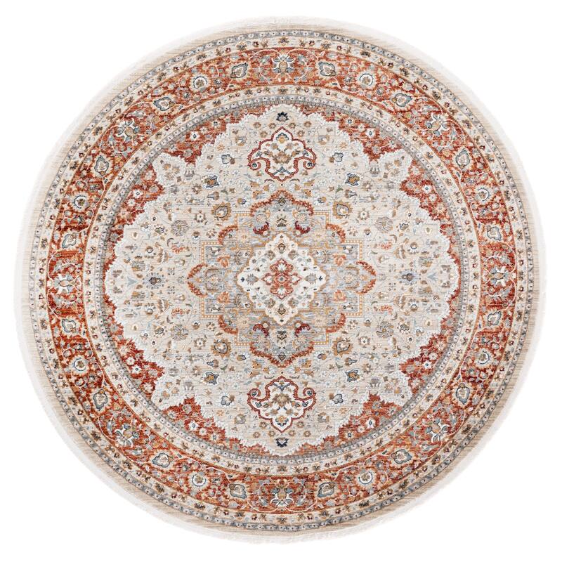 SAFAVIEH Lauren Ralph Lauren Metanet Transitional Rug - 6'7" Round - Beige/Rust