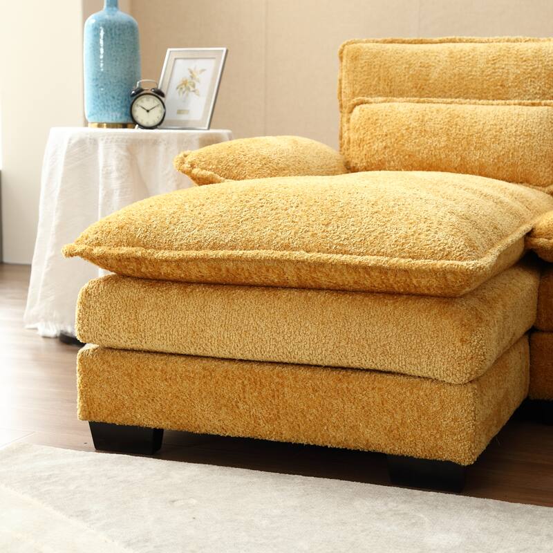 Musterd Yellow Large Modular U-Shape Sectional Sofa with Throw Pillows