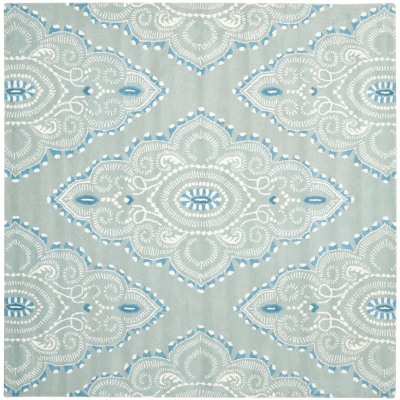 SAFAVIEH Handmade Wyndham Geanina Modern Wool Rug - 7' Square - Blue/Ivory