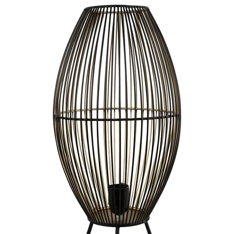 Oval Cage-Style Iron Table Lamp - 20" - Black and Gold