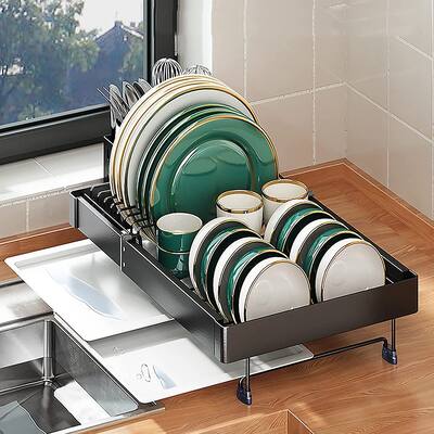 Multifunctional Extendable Dish Drying Rack for Kitchen Counter