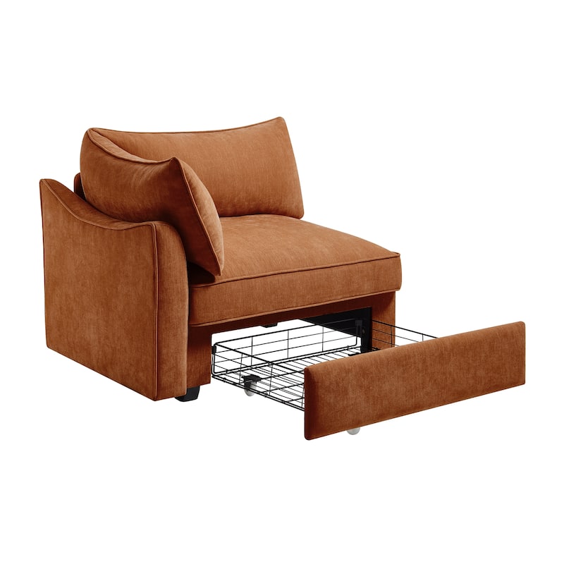 Orange Chenille Sofa with Storage and Multiple Configurations