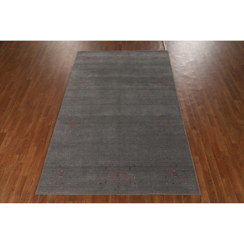 Hand Knotted Oriental 100% Wool Carpet Tribal Tribal Greys & Charcoal Gabbeh Area Rug - 8' 3'' X 5' 1''