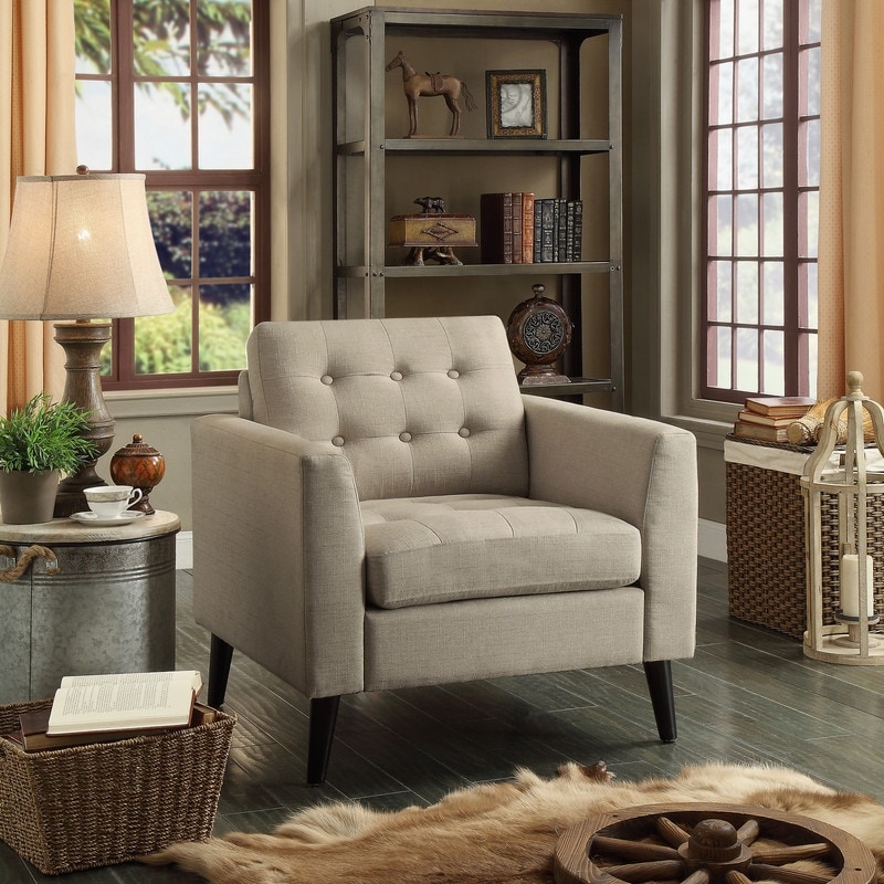 Grana Tufted Buttons Foam padded Armchair Loveseat in Multiple