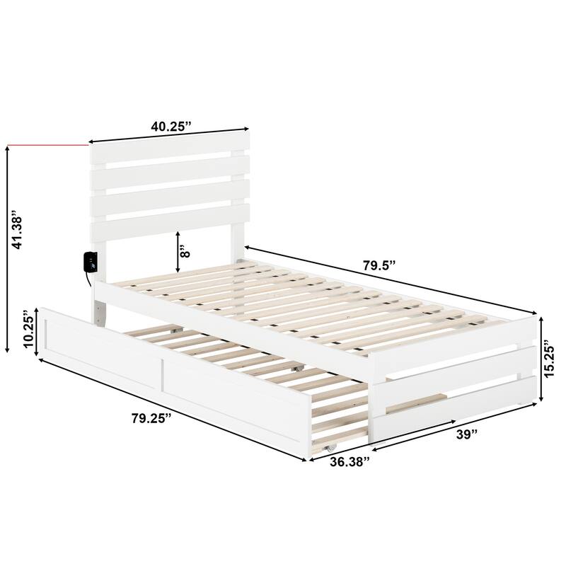 Oxford Bed with Footboard and USB Turbo Charger with Twin XL Trundle