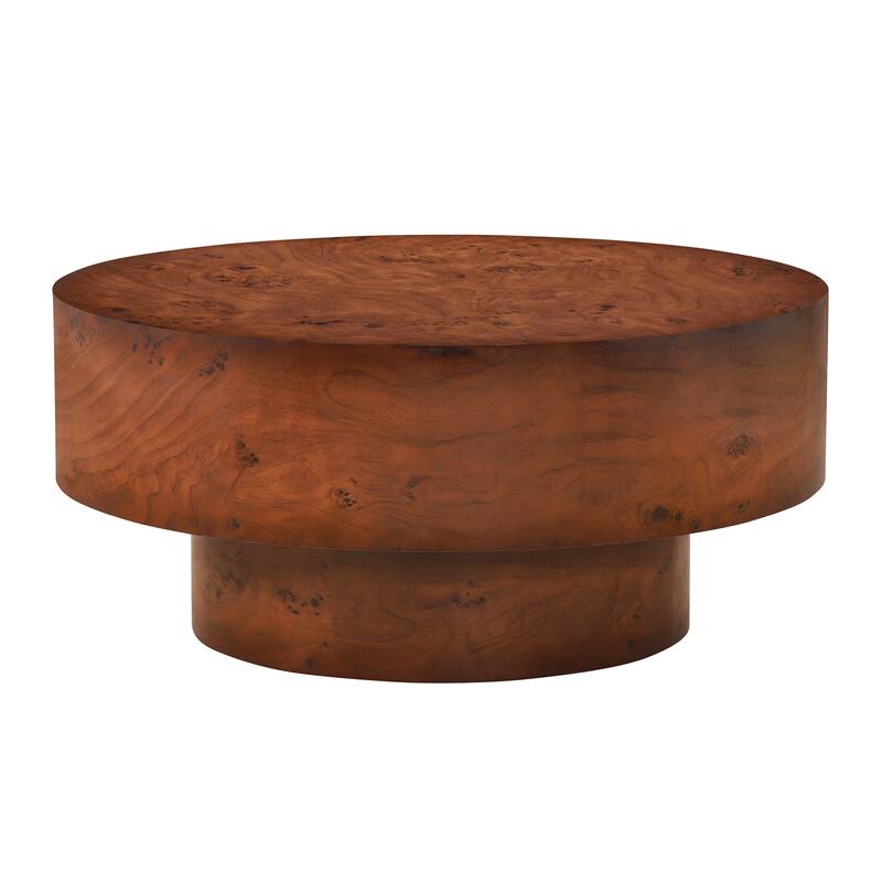 Christopher Knight Home - Orval Modern 31.5" Round Coffee Table with Thick Top & Drum Pedestal Base, Versatile for Living Areas