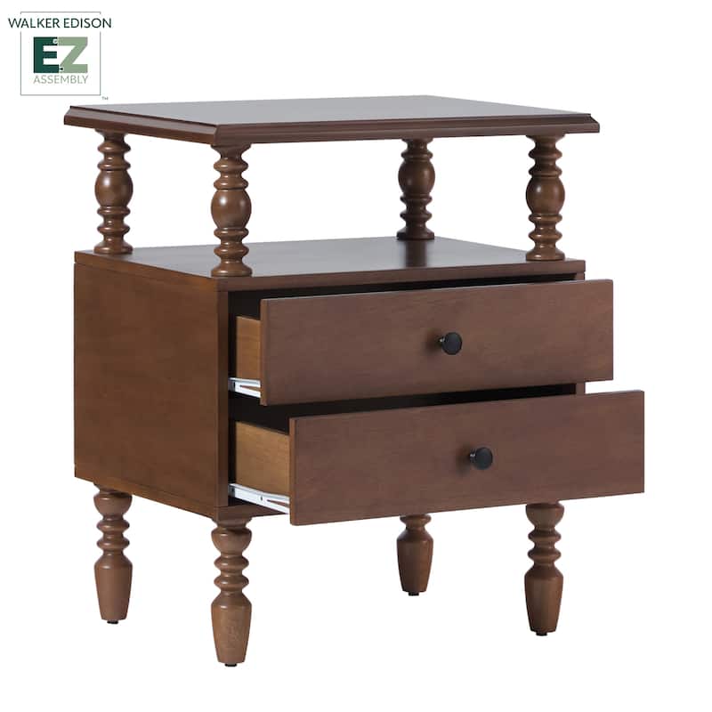 Walker Edison Easy Assembly Solid Wood 2-Drawer Nightstand