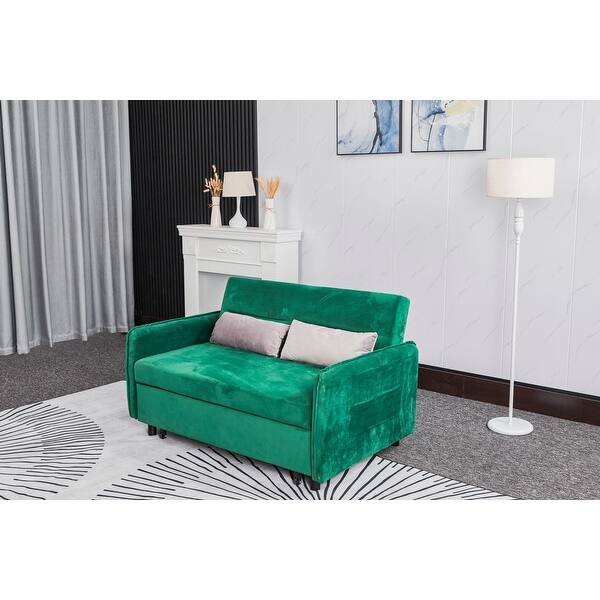 Loveseat Sofa Pull out Bed Velvet Padded Seat Convertible Sofa Bed with