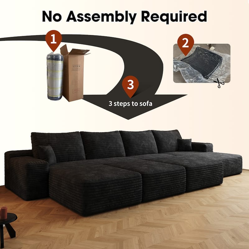 135.4-in Casual Black 4 -seater Right Reclining Sectional - 8' x 10'