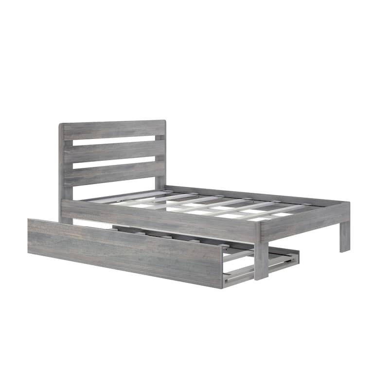 Max and Lily Farmhouse Full Bed with Plank Headboard and Trundle