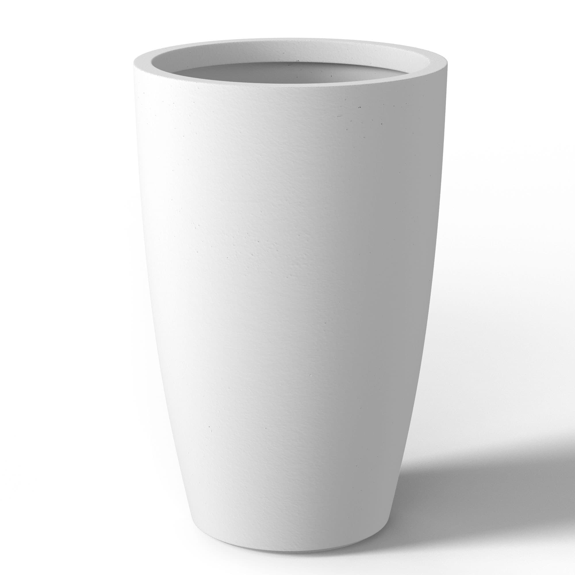 Tall Concrete Round Plant Pots / Large Indoor and Outdoor flower Planters with drainage holes