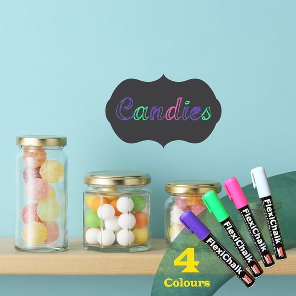 slide 2 of 7, Walplus Kitchen Blackboard Chalkboard Wall Stickers Home Decor Decal with Flexichalk Marker Neon Color Liquid Chalks Pen