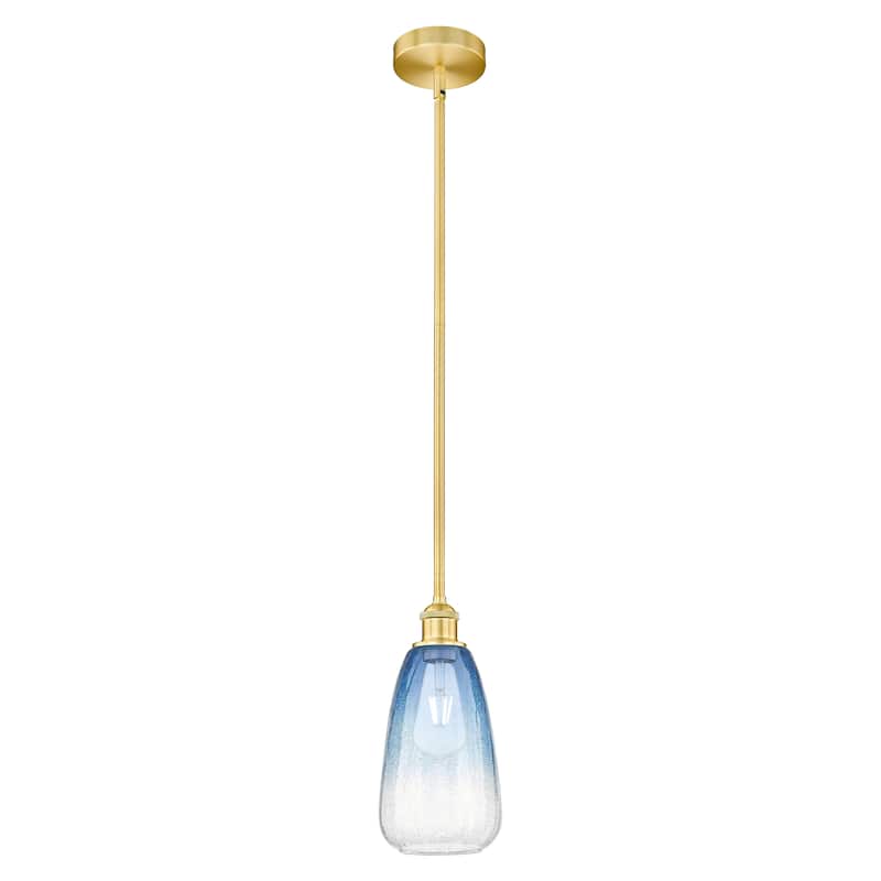 Innovations Lighting Endless Possibilities Edison - Brookhaven Almond - 1 Light 6" Stem Hung Mini Pendant - Satin Gold/Sapphire Blue