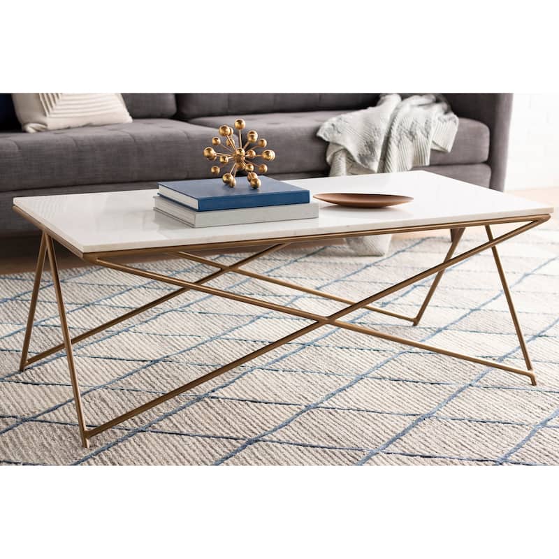 Felicity Marble and Natural Metal Modern Hand Crafted Center Table