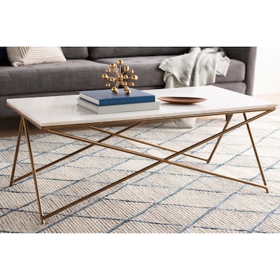 Felicity Marble and Natural Metal Modern Hand Crafted Center Table