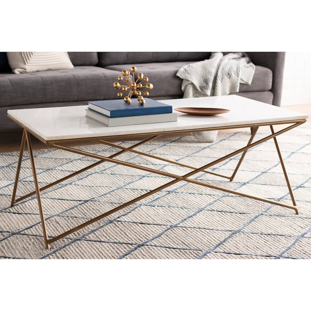 Felicity Marble and Natural Metal Modern Hand Crafted Center Table