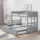preview thumbnail 4 of 7, Gray Twin Over Pull-out Bunk Bed with Trundle, Convertible, Guardrail