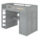 preview thumbnail 12 of 18, Twin Size Loft Bed with Desk, Wardrobes, 4 Drawers and 4 Shelves, Grey
